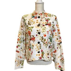 NWOT Disney Alice Through The Looking Glass Floral Jacket Button Front Size Med